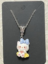 Sanrio Hello Kitty Yellow Dress Hello Kitty Resin Pendant Silver Necklace 18  