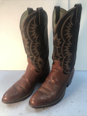 Dan Post Round Toe Cowboy Boot Brown 6485 8.5D Leather Bull Hide? Made In USA