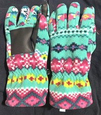Lands End Girls Fleece Aztec Colorful Design Winter Gloves- Size L