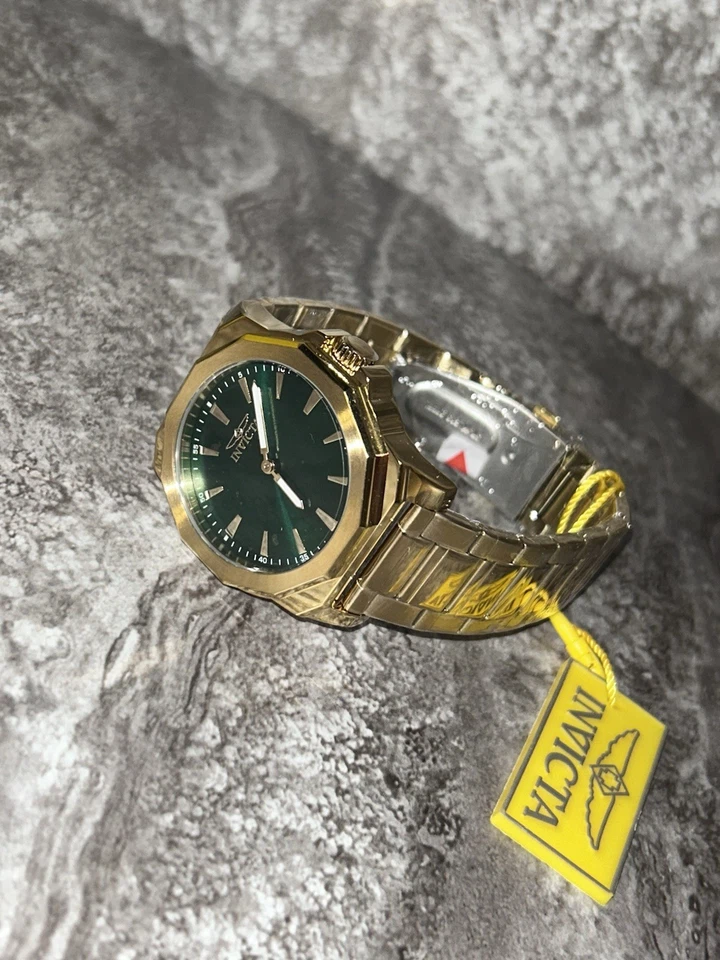 全新 Invicta 男式 Speedway 42 毫米绿色表盘石英金色 SS 手表 — 第 3/3 张图片