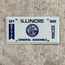 1991 Illinois House License Plate Vintage Auto Tag Politics Political Official