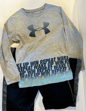 Under Armour Boy  s Long Sleeve And Pants Outfit Size 7 Shirt XS Pants
