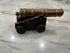 DESKTOP CANNON PAPERWEIGHT Cast Iron Brass Desktop Cannon VINTAGE