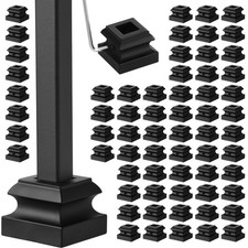 Iron Baluster Shoes 18 PCS 1/2 Inch Flat Square Staircase Metal Satin Black