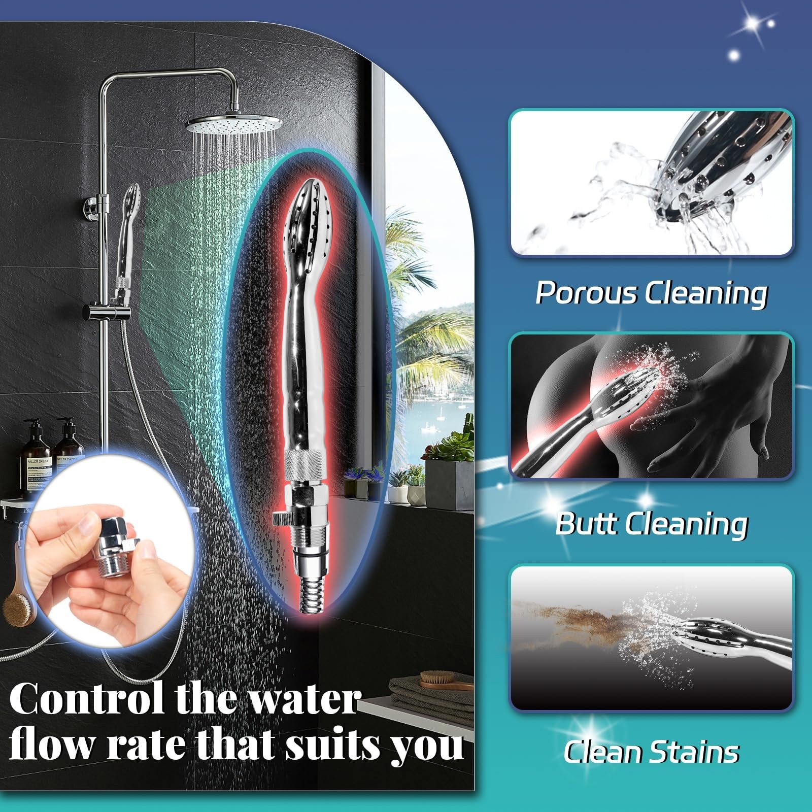 Metal Shower Cleansing Kit Vaginal Anal Enema Colon Douche Enema System Colonic