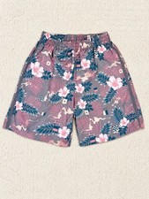 Nike Dri-FIT Boys Large Tropical Floral Swim Trunks Board Shorts Gray Pink Blue