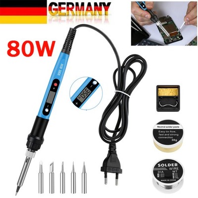 80W Lötkolben Set Lötstation Einstellbarer Temperatur Lötset Soldering Iron Kit
