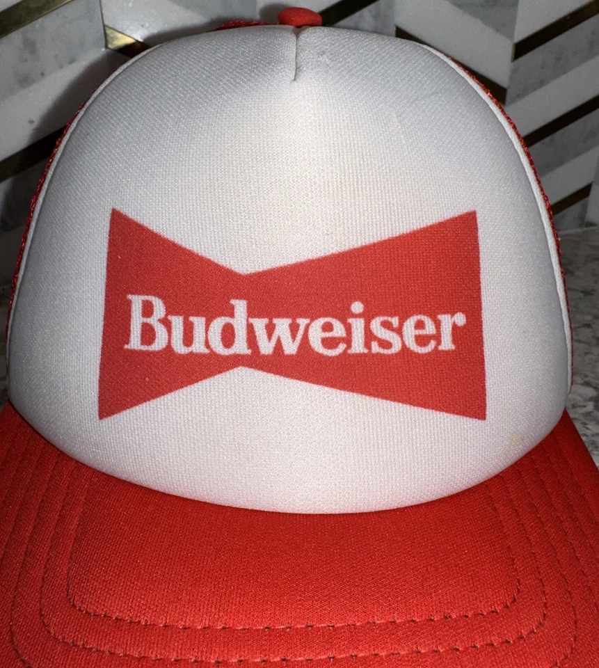 Gorra Budweiser Beer Trucker ajustable Snapback roja años 80 vintage Foto 2 de 4