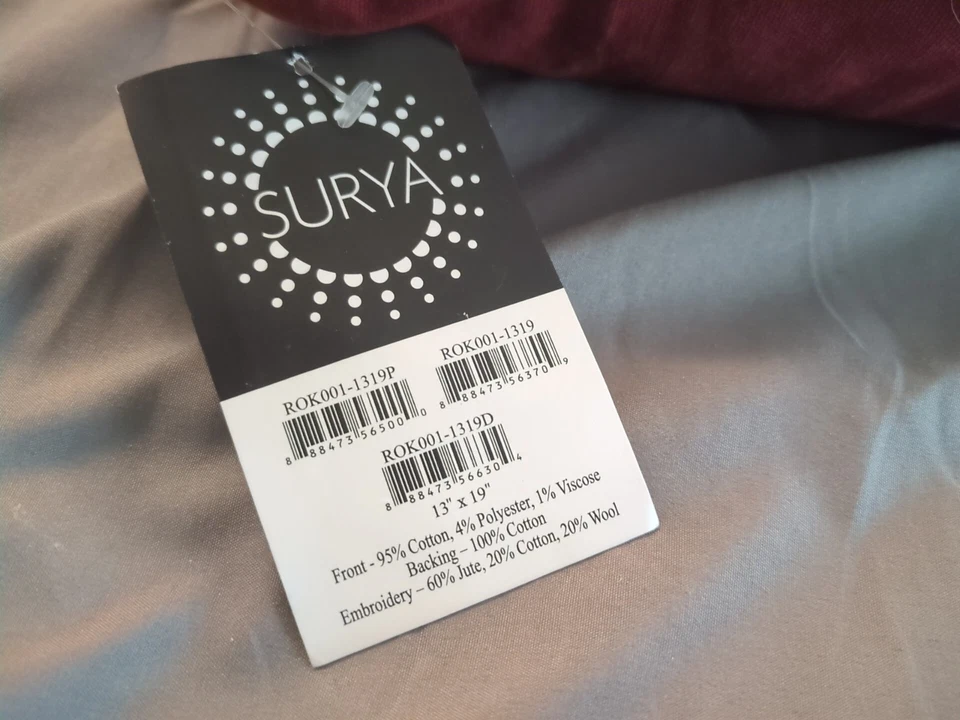 Surya Embroidered Rectangle Pillow 19" X 13" - Image 2 of 3