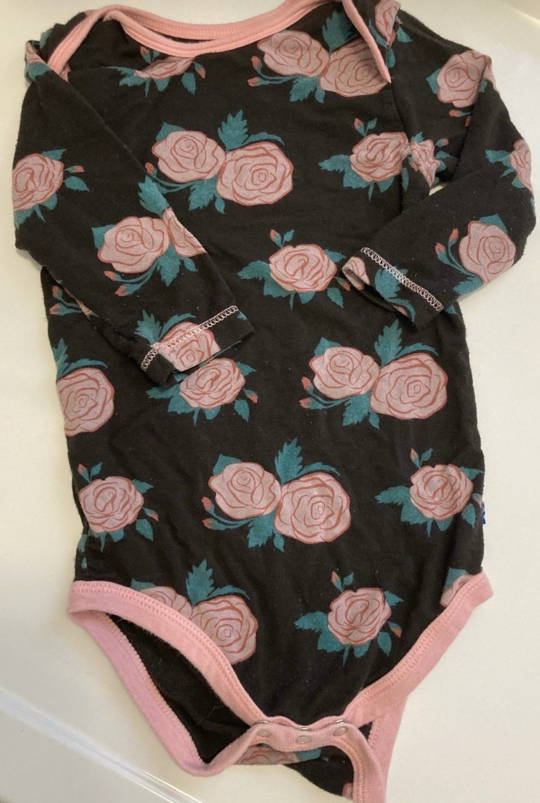Kickee Pants Black and Pink Floral Roses Bodysuit Bodysuit infant 18 - 24 months