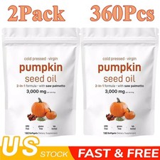 Pumpkin Seed Oil with Saw Palmetto 180 Softgels -3000 mg Herbal Supplement 2PACK