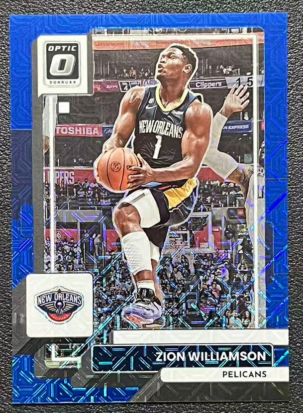 Zion Williamson 2022-23 Panini Donruss Optic 07/24 Blue Mojo Pelicans #181