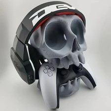 3D Printed Skull Controller Stand PS5 PS4 Headset Earphone Holder Gaming Desk De