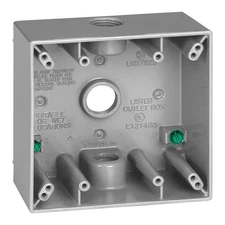 Sigma Electric 14350 Metallic Gray 3-Hole 2-Gang Square Weatherproof Box 4.5 in.