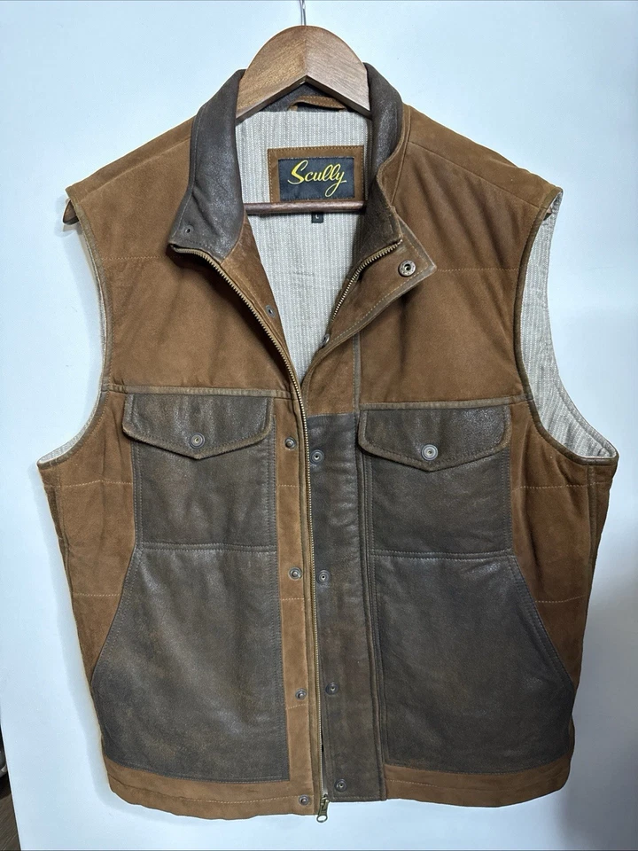 SCULLY Western Rodeo Vest Genuine Leather Men’s Size L - Buttons & Zipper - Image 2 of 4