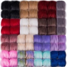 60 Pieces Faux Fur Pom Pom for Hats Fluffy Fox Pom Pom with Elastic Loop for ...