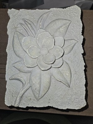White Plaster Floral Carved Rectangular Box