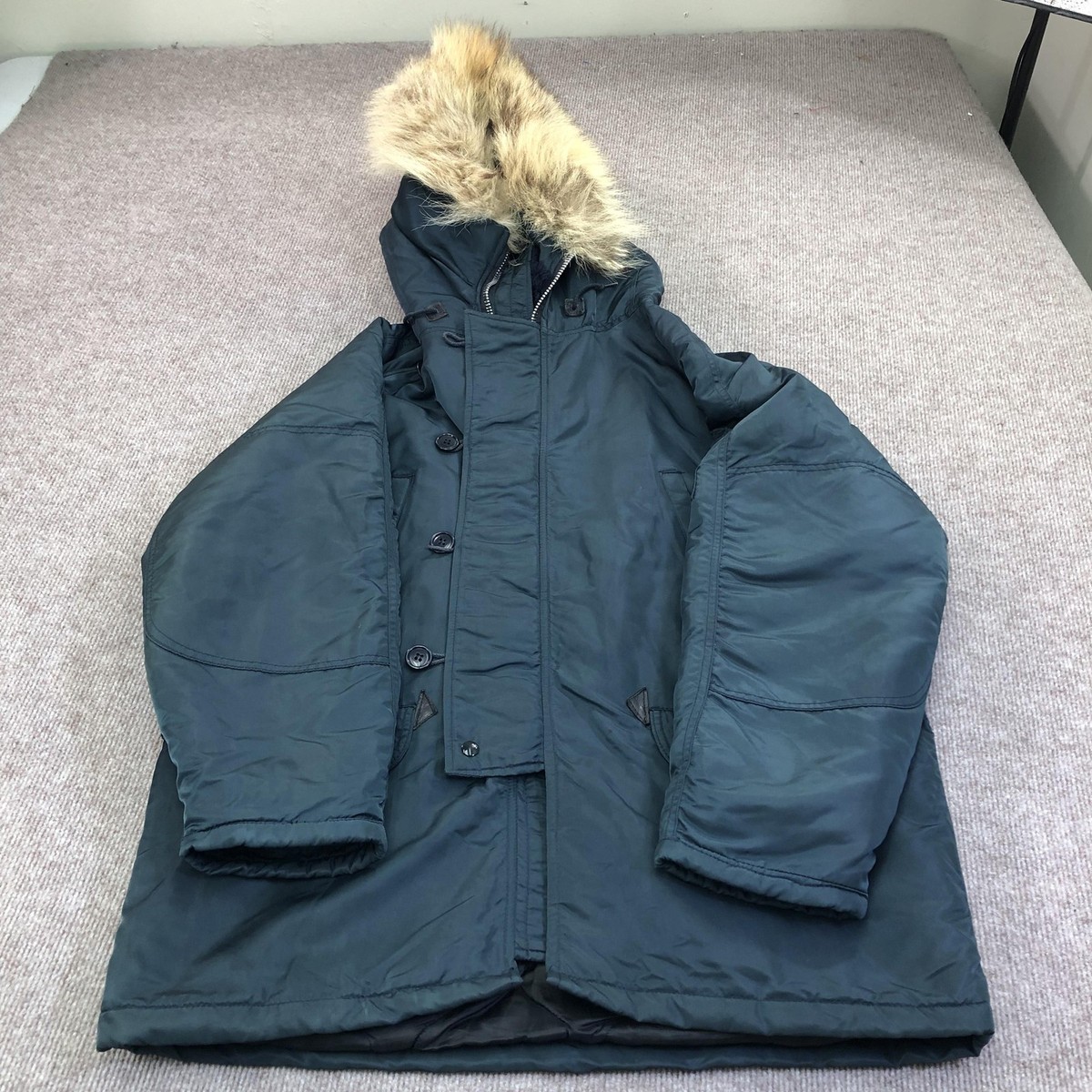 Vintage Spiewak Coat Mens 44 Green N-3B/F Extreme Cold Weather Fur
