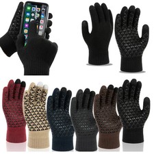 Winter Touchscreen Gloves for Men, Thermal Knitted Gloves with Non-Slip Grip for