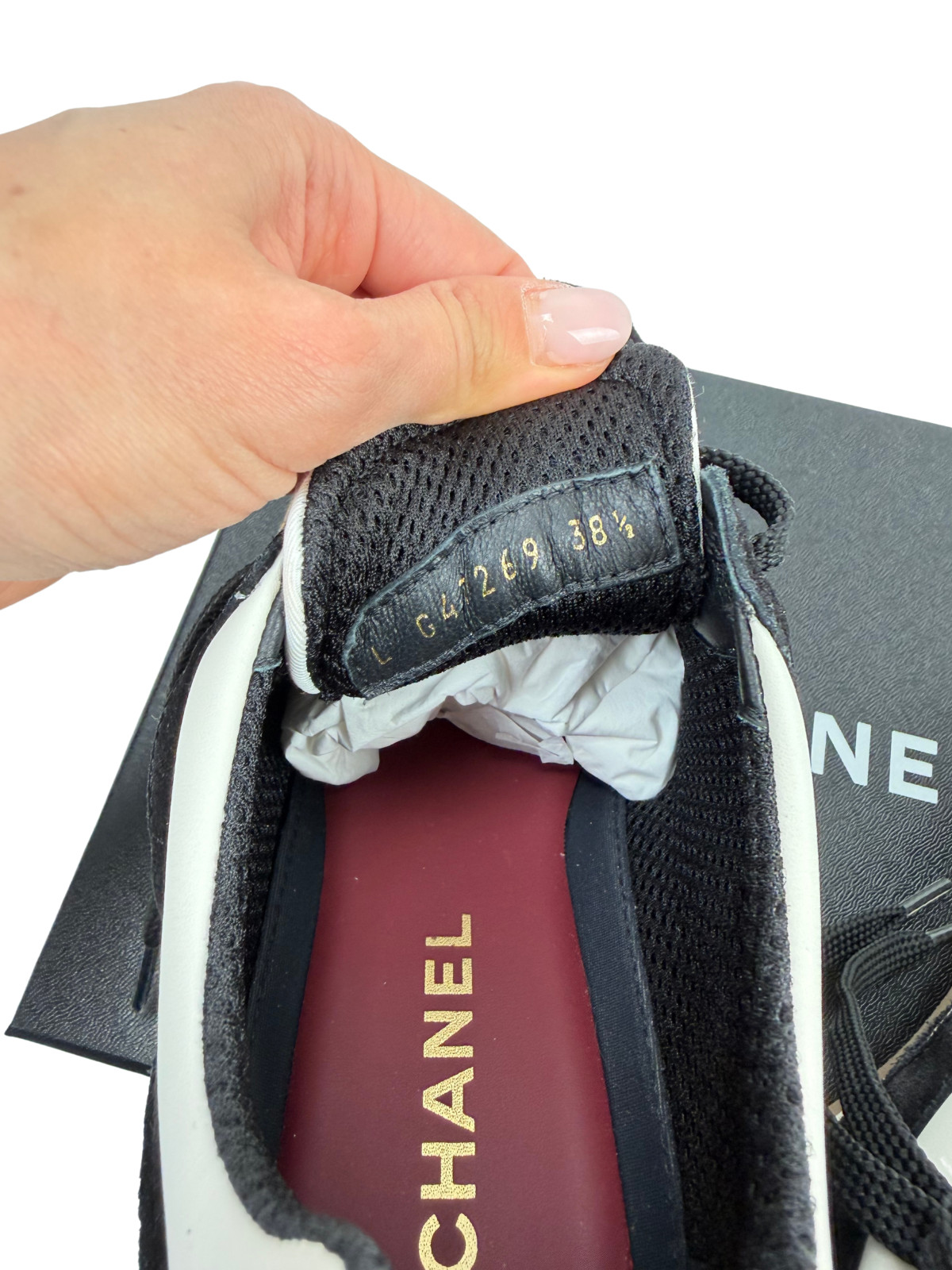 Women's CHANEL black suede and fabric sneakers. Size: 38.5 EU image 6