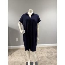 EILEEN FISHER Fine Tencel Jersey Knit Tank Dress Sleeveless Navy Blue Size S NWT