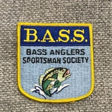 B.A.S.S. Bass Anglers Sportsman Society Iron on Patch Fish Vintage 3 3/4”x3 1/4”