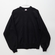 Vintage Jerzees Black Blank Crewneck Sweatshirt Made In USA Mens Large