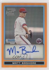 2009 Bowman Draft Prospects Chrome Orange Refractor 16/25 Matt Bashore Auto 1f1