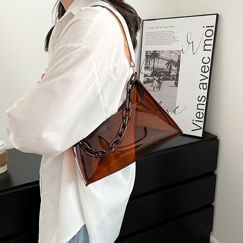 Jelly Bag Underarm Bag PVC Colorful Transparent Lady Casual Shoulder Chain Bag - Picture 12 of 38
