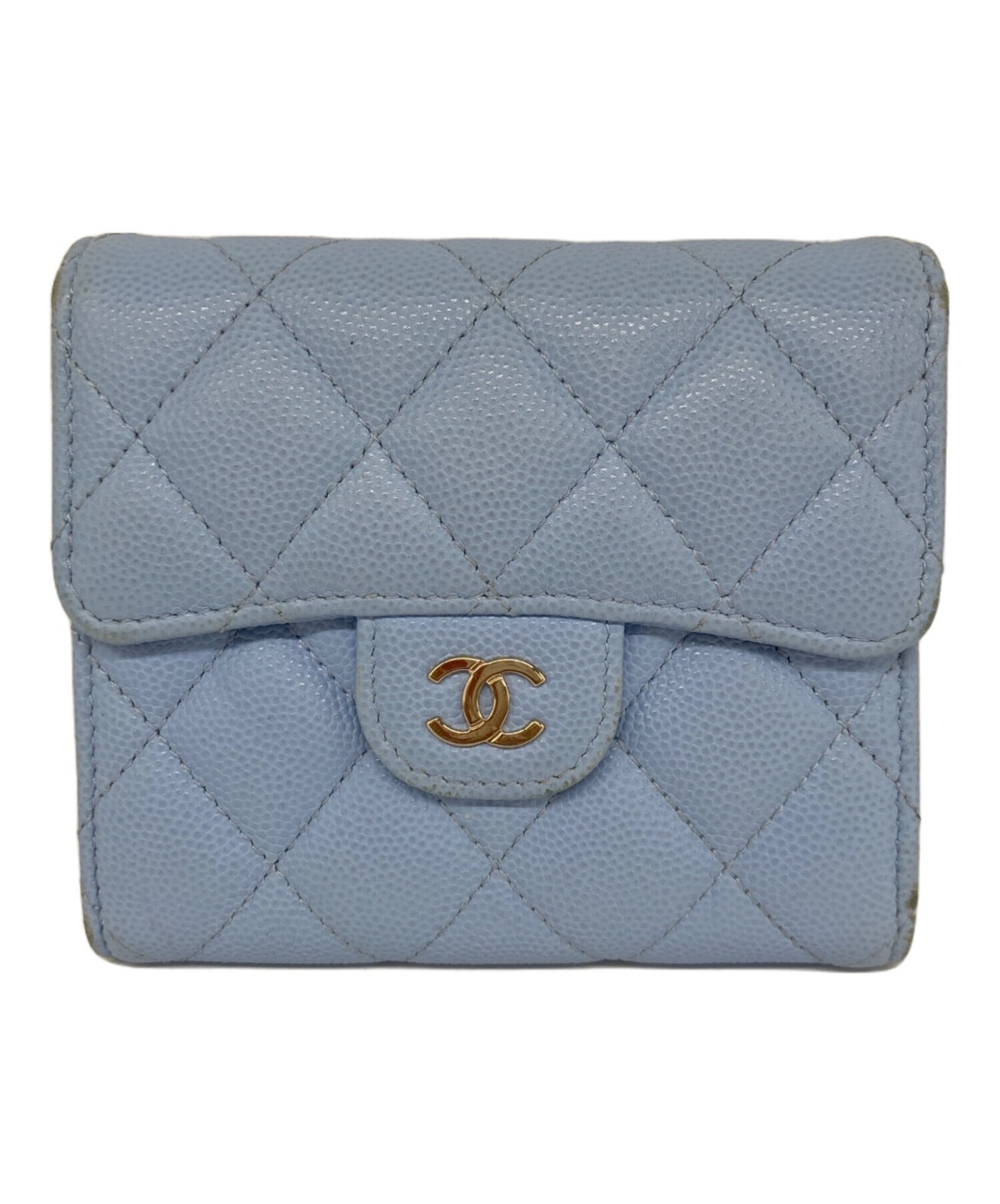 CHANEL Matelassé Compact Wallet in Black Caviar Leather Style 262