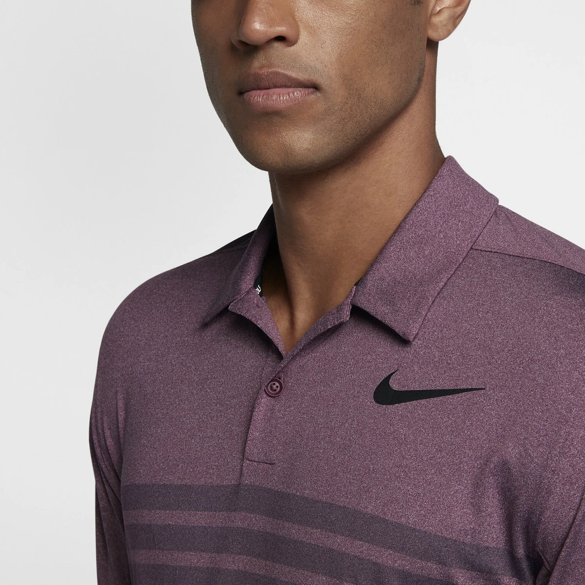Nike Dry Heather Stripe Men s Golf Polo Bordeaux Purple MSRP 75