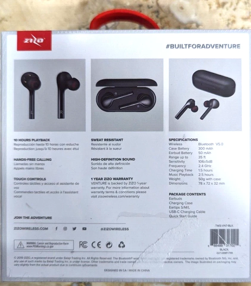 ZIZO Venture True Wireless Earbuds Bluetooth 5.0 w/ Charging Case and Cable - Image 2 of 4