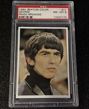 PSA 8 George Harrison Rookie Card 1964 Beatles Color #11 Topps Ringo Starr Card