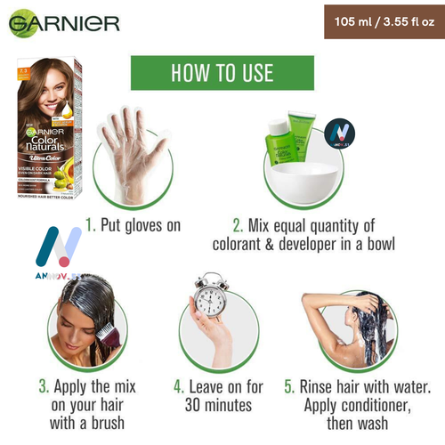 GARNIER Hair Dye Color Natural Avocado Oil Long Lasting Nourish 7.3 Golden Brown - Picture 9 of 20