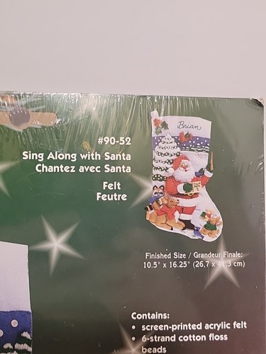 Janlynn Filz Weihnachtsstrumpf Set Sing Along with Santa Holiday #90-52 NEU - Bild 4 von 13