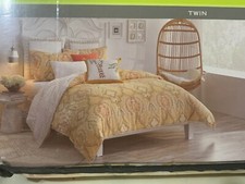 New Twin 100 Cotton Duvet Cover Sham Set In Pateel Yellow