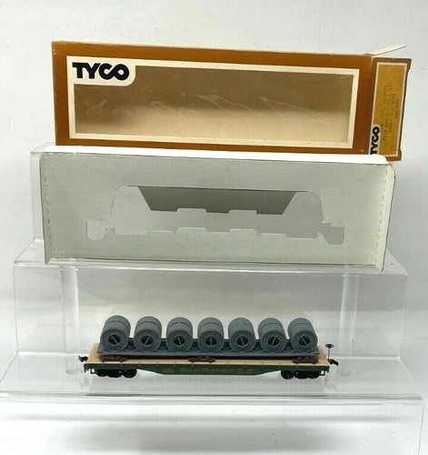Coche plano vintage TYCO 335:300 Great Northern 50' con carga de carrete de cable ~ Nuevo de lote antiguo - Imagen 2 de 7
