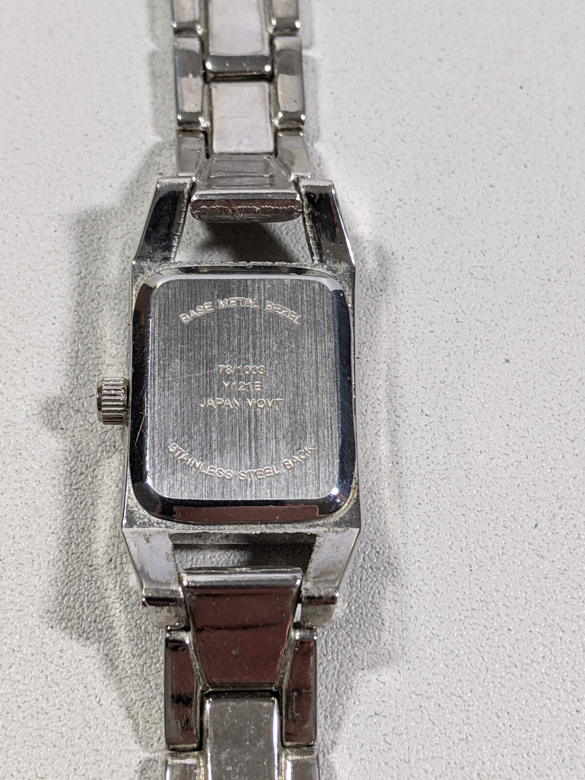 White Dial Silver Tone Rectangle Case Link Bracel… - image 6