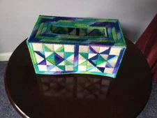 Vintage Tissue Box Cover Colorful Croquet - EUC - 9 3/4 X 5 X 5 Inch