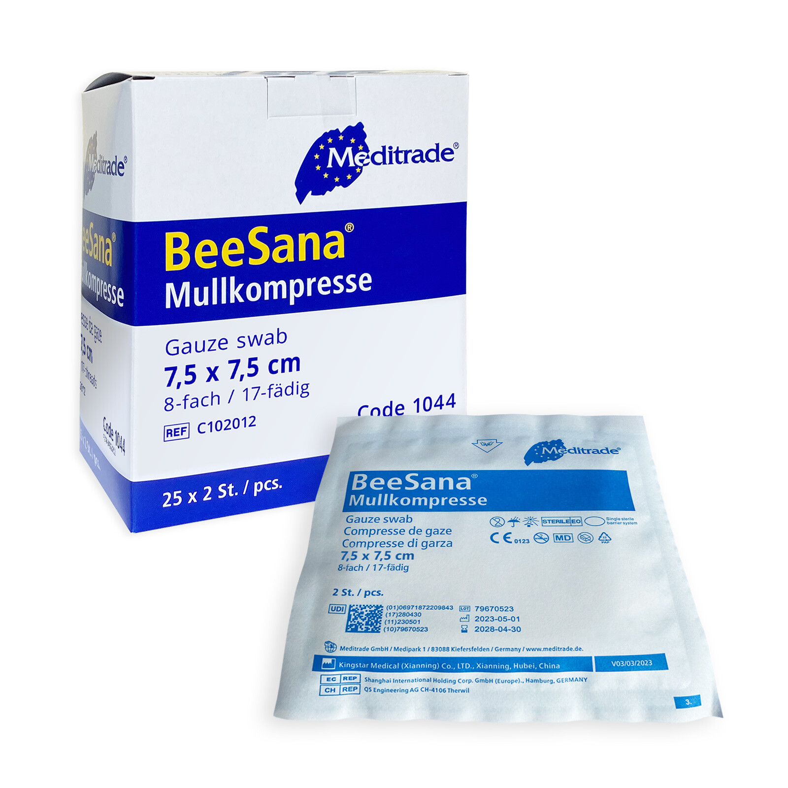 Beesana® Mull-Kompressen steril 8-fach, 50 Stück Kompressen zur Wundversorgung