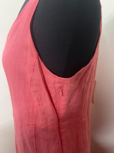 Neu mit Etikett Eileen Fisher rosa Leinen Trägerkleid mit Rüschensaum Größe S - Bild 4 von 8