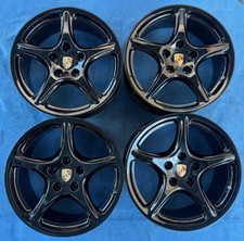 4 19 Porsche Boxster Cayman 997 Oem Gloss Black Wheels 19x8 19x9.5 Rims Set