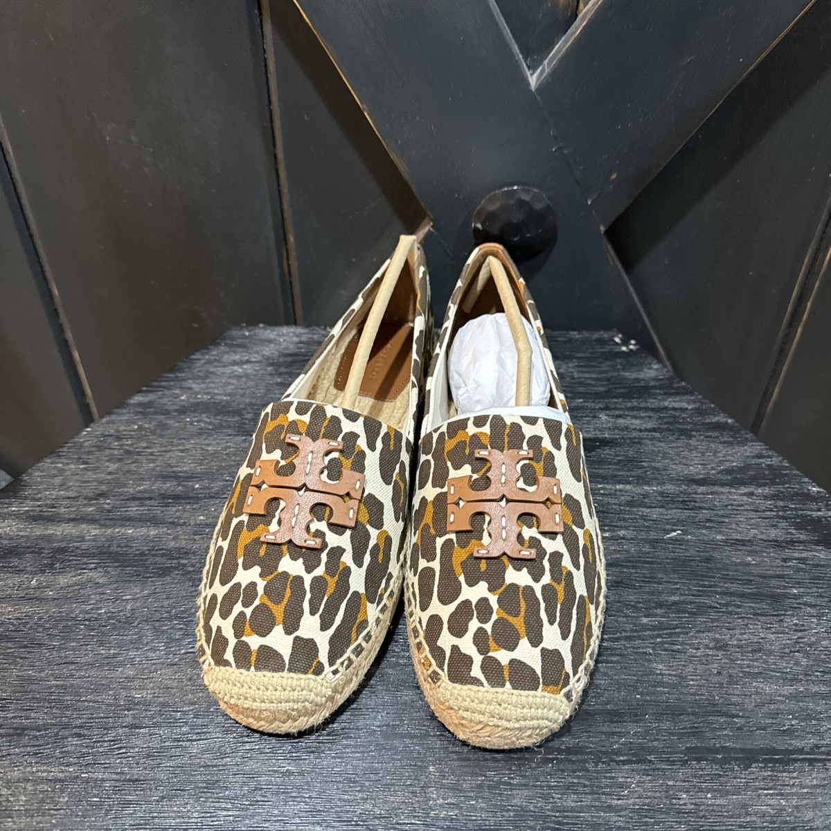 Tory Burch Everly Espadrille Olana Canvas in Beige Reva Leopard