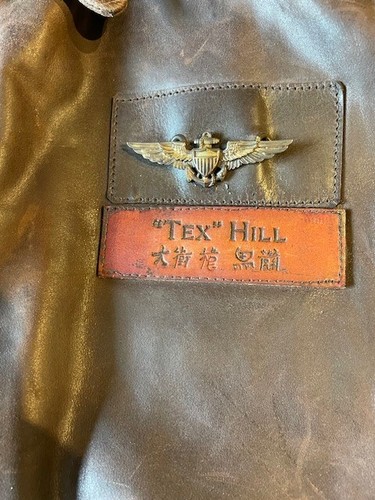 TEX HILL FLYING TIGERS,A-2 AERO HORSEHIDE LEATHER TRIBUTE FLYING JACKET, SIZE 44 - Picture 9 of 17