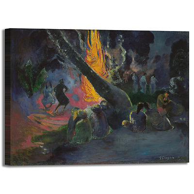 Gauguin upa upa Feuertanz Bild Druck Leinwand Gemälde Rahmen Wohnkultur