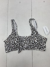 Meet Curve Womens White Pink Cheetah Print Bikini Top Size 3XL