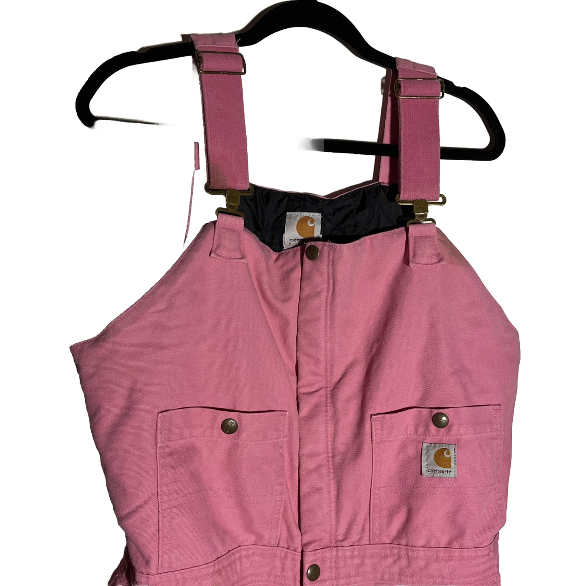 Carhartt Womens Pink Insulated WR027 Double Knee Carpenter Bib