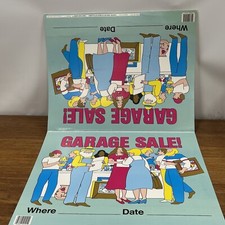 Vintage 1980s GARAGE SALE! Cardboard 1989 Banner Sign NEW Made in USA 2 Sided