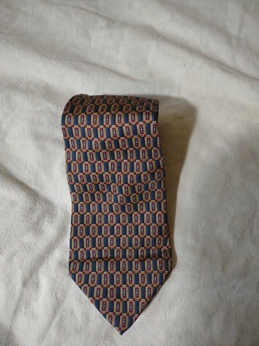 Brown Stafford Silk Tie Geometric Pattern Mens Classic Neckwear - Picture 11 of 11