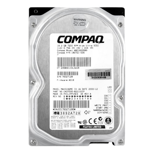 Hard Drive Compaq 180721-006 18.2GB 7.2K SCSI U160 3.5'' AB018335B9 - Picture 2 of 3